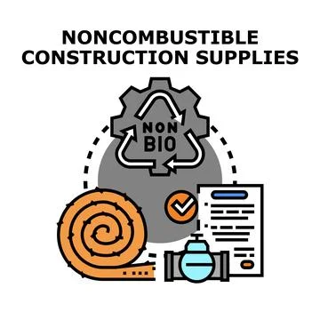 Noncombustible construction supplies providing fire safety and sustainability Stock Illustration