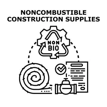 Noncombustible construction supplies providing fire safety and sustainability Stock Illustration