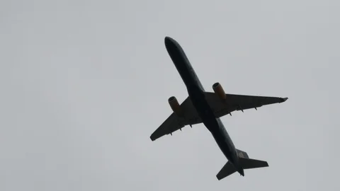 Nondescript Airplane Fly By Stock Footage 114086249