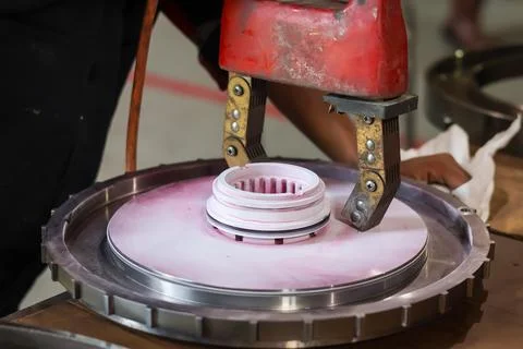 Nondestructive Testing on Metal Component. Stock Photos