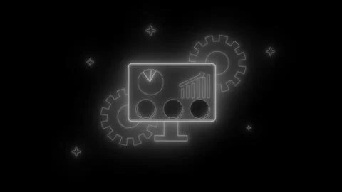 None computer business graph bar gear animation on black background Stock Footage 336911829