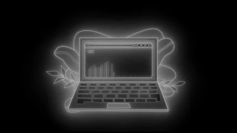 None computer laptop business graph bar animation on black background Stock Footage 336911774