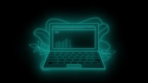 None computer laptop business graph bar animation on black background Stock Footage 336911789