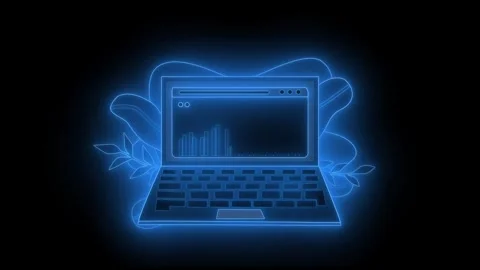 None computer laptop business graph bar animation on black background Stock Footage 336911792