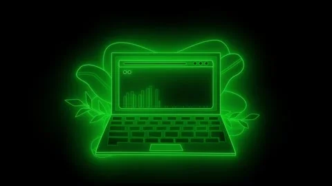 None computer laptop business graph bar animation on black background Stock Footage 336911809
