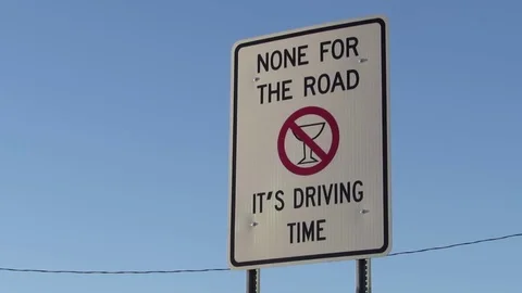 None-for-the-road-its-driving-time-close-up-sign Video stock 80544399