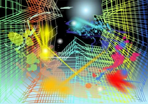 Nonexistent abstract multicolor city Stock Illustration