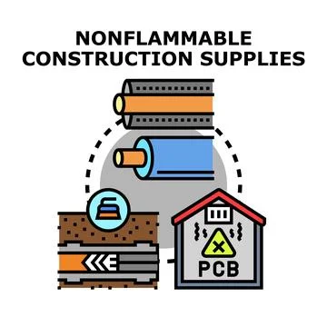 Nonflammable construction materials ensuring building safety 스톡 일러스트