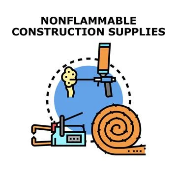 Nonflammable materials for safe building construction Stock Illustration
