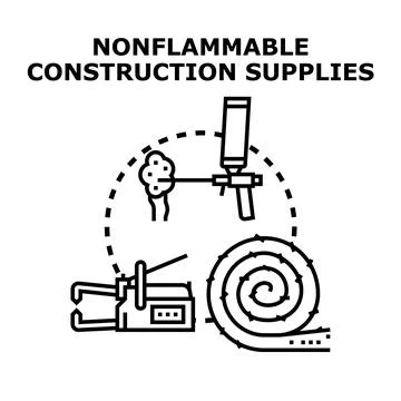Nonflammable materials for safe building construction Stock Illustration