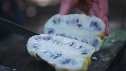 Noni-Fruit halved Stock Footage
