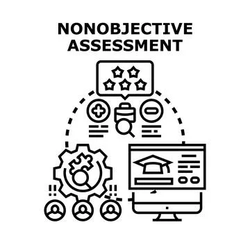Nonobjective assessment process evaluating feedback and performance Stock Illustration