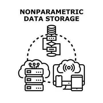 Nonparametric data storage concept with data flow Illustrazione stock