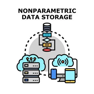 Nonparametric data storage concept with data flow Stock Illustration
