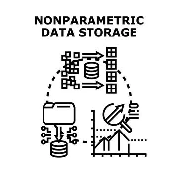 Nonparametric data storage data structure analyzing concept 스톡 일러스트
