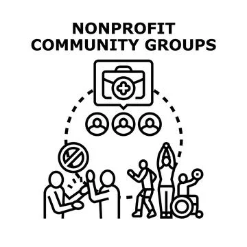 Nonprofit community groups providing support and services 스톡 일러스트