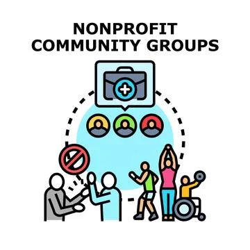Nonprofit community groups providing support and services Stock Illustration