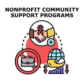Nonprofit community support programs for social care イラスト素材