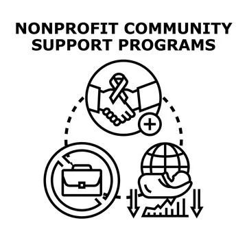 Nonprofit community support programs for social care イラスト素材