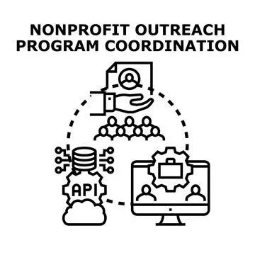 Nonprofit outreach program coordinating digital data management Stock Illustration