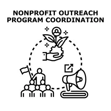Nonprofit outreach program coordination and community engagement Stock Illustration