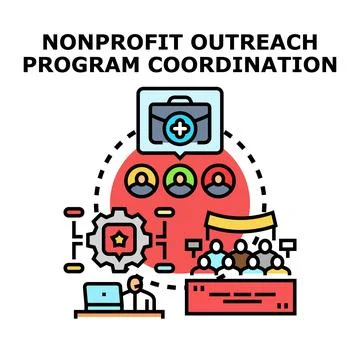 Nonprofit outreach program coordination vector icon illustration イラスト素材