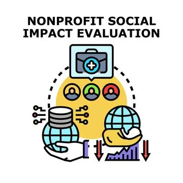 Nonprofit social impact evaluation data analysis process Stock Illustration