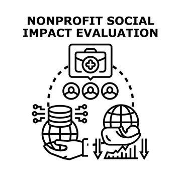 Nonprofit social impact evaluation data analysis process Stock Illustration