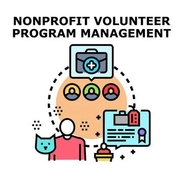 Nonprofit volunteer program management engaging community services Illustrazione stock