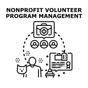 Nonprofit volunteer program management engaging community services Stock Illustration