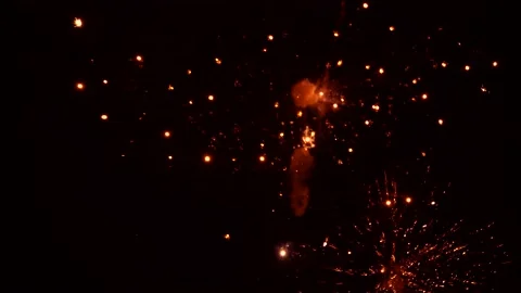 Nonstop Fireworks Show At Night Stock Footage 140915525