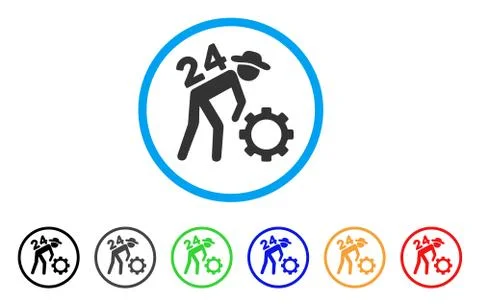Nonstop Working Person Rounded Icon Stock Illustration