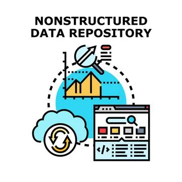 Nonstructured data repository processing and cloud storage concept 스톡 일러스트