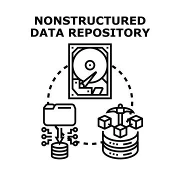 Nonstructured data repository storing analyzing information Stock Illustration