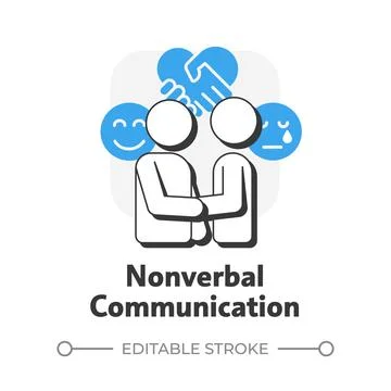 Nonverbal communication flat outline concept icon Stock Illustration