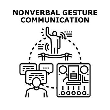 Nonverbal gesture communication exchanging information concept Stock Illustration