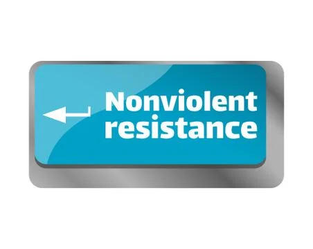 Nonviolent resistance . Close up of keyboard, enter computer key. Stock Illustration