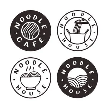 Noodle cafe badges. Stock Illustration