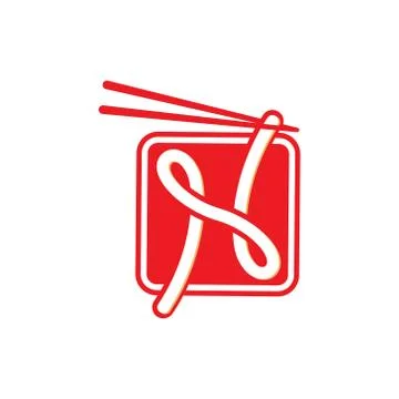 Noodle, chopstick logo icon vector Stock Illustration