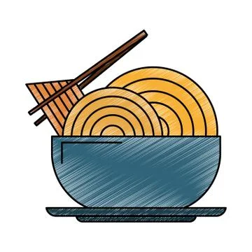 Noodle on dish scribble Stock Illustration
