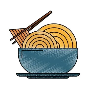 Noodle on dish scribble Stock Illustration