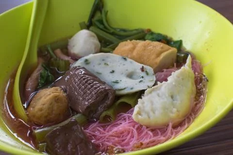 Noodle Fish Balls Stock-Fotos