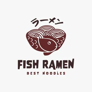 Noodle fish ramen logo vector icon illustration Stock Illustration