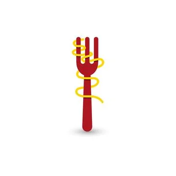 Noodle on a fork. Stock Illustration