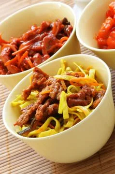 Noodle with fried beef Foto stock