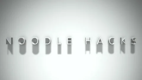 Noodle hacks 3D title animation white text on a white background Stock Footage 299645565