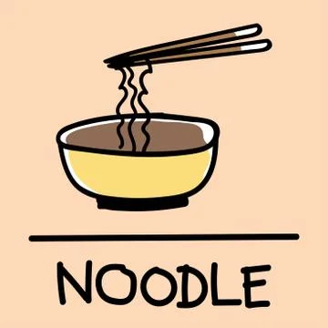 Noodle hand-drawn style,Vector illustration. Stock Illustration