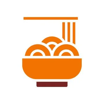 Noodle icon solid orange brown colour chinese new year symbol perfect. 스톡 일러스트