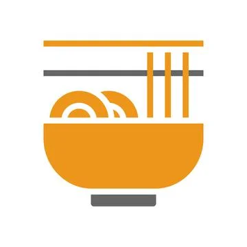 Noodle icon solid style orange grey colour chinese new year symbol perfect. Stockillustratie
