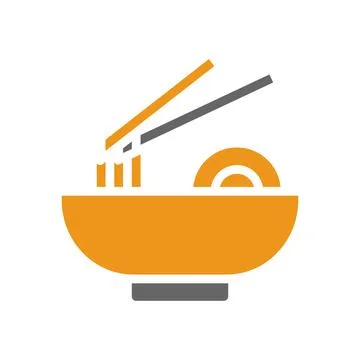 Noodle icon solid style orange grey colour chinese new year symbol perfect. Stock Illustration